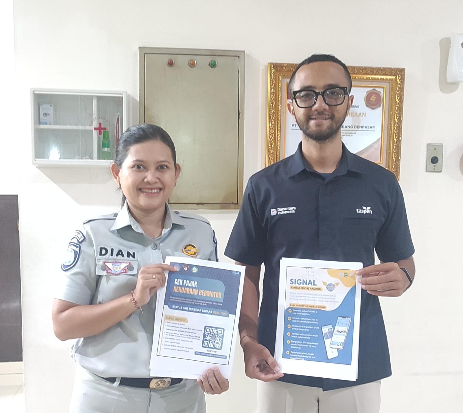 Jasa Raharja Bali Laksanakan Kunjungan SIGAP dan Penandatanganan Komitmen Taat Pajak Kendaraan Bermotor di Taspen Cabang Denpasar