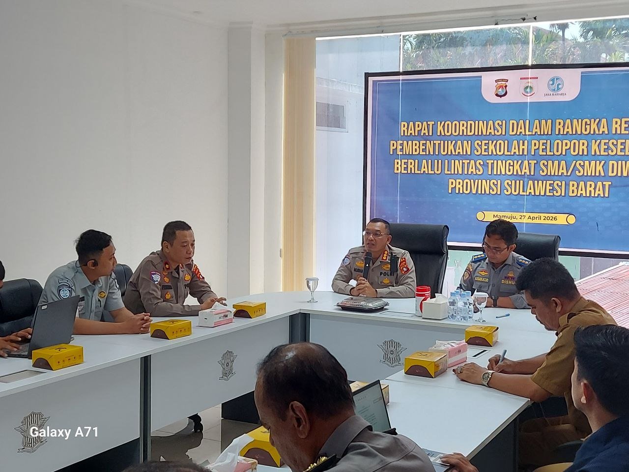 Jasa Raharja Cabang Mamuju Ikuti Rapat Koordinasi Pembentukan Sekolah Pelopor Keselamatan Berlalu Lintas Tingkat SMA/SMK di Sulawesi Barat