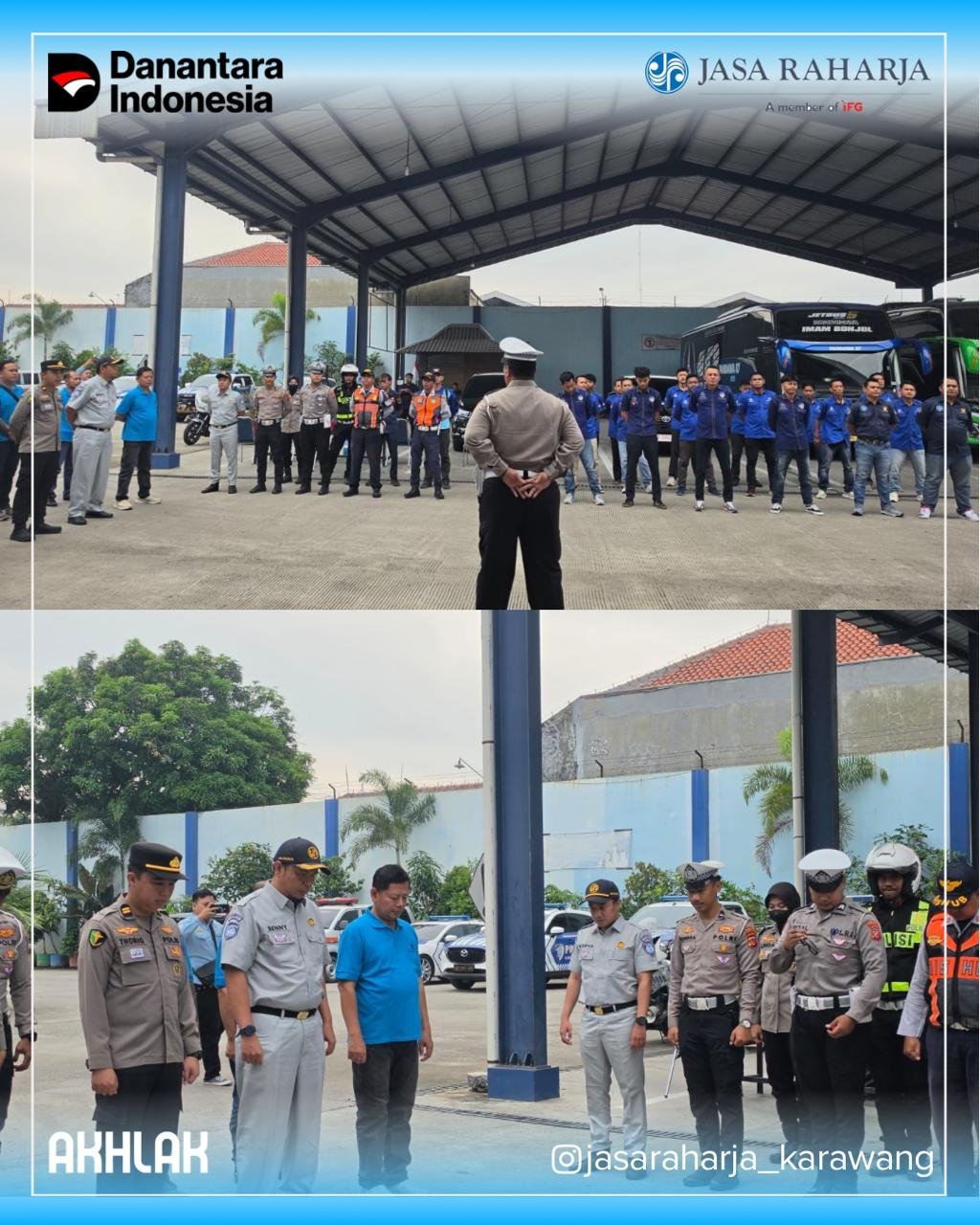 Jelang Mayday, Jasa Raharja turut serta dalam kegiatan Ramcheck Bersama Kepolisian dan Dishub Karawang di PO Bus Pandawa 87