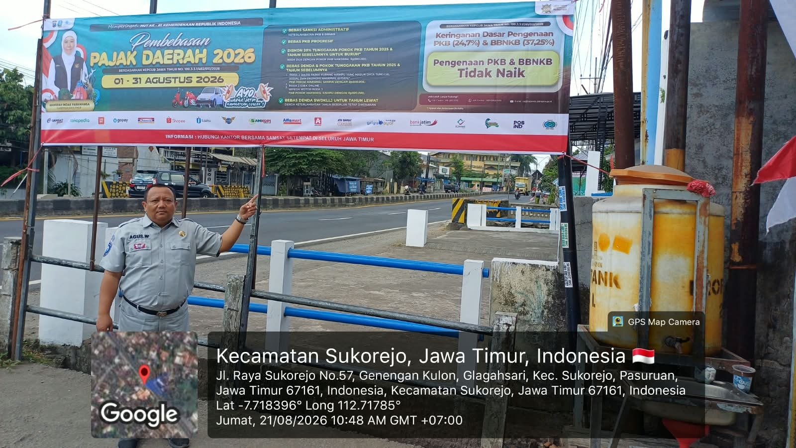 Perluas Informasi Pembebasan Denda, Samsat Bangil Pasang Spanduk di Empat Kecamatan Kabupaten Pasuruan